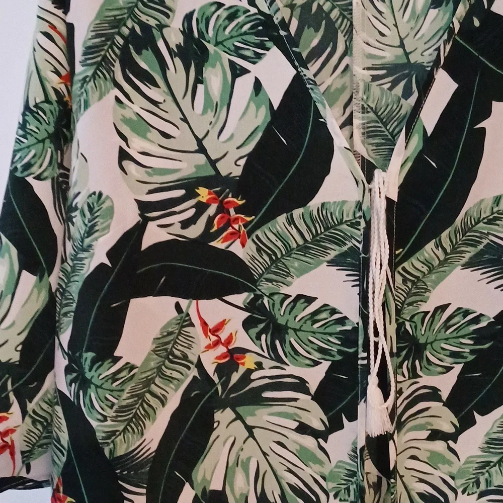 🔥🔥🔥Rachel Zoe Palm print duster beach cover up OS - Picture 9 of 14